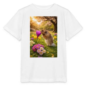 Chico11 : Le début du printemps avec la fleur 2026 - T-shirt bio MINI CREATOR Stanley/Stella Enfant - blanc - Devant - Maike (125cm)