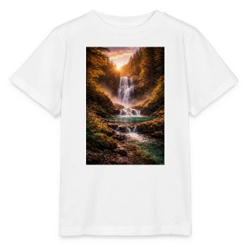 Waterfall in the evening sun - Stanley/Stella MINI CREATOR Kids’ T-Shirt - white - Front - Maike (125cm)