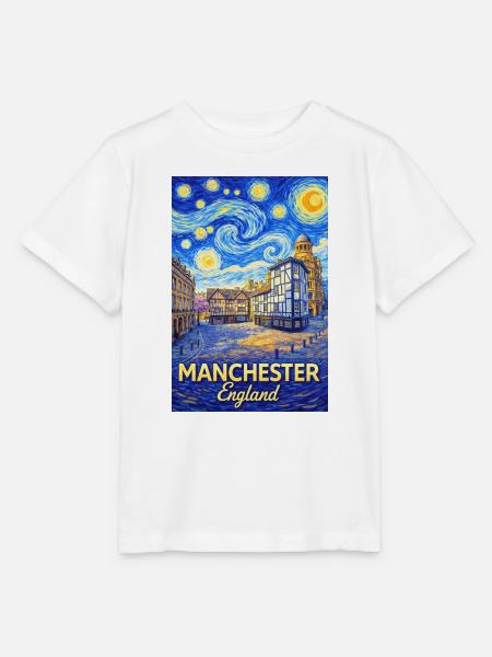 Manchester England Wolkenwirbel Skyline - Stanley/Stella Kinder T-Shirt MINI CREATOR - Weiß