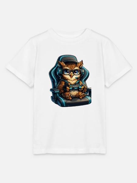 Gamer Eulenheld im Headset - Stanley/Stella Kinder T-Shirt MINI CREATOR  - Weiß