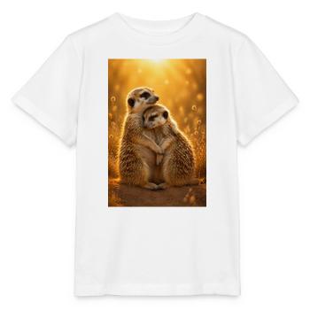 Erdmännchen Umarmung - Stanley/Stella Kinder T-Shirt MINI CREATOR  - Weiß - Vorne - Maike (125cm)