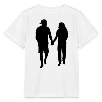 Paar Silhouette Liebe Romantik Valentinstag Freund - Stanley/Stella Kinder T-Shirt MINI CREATOR  - Weiß - Vorne - Maike (125cm)