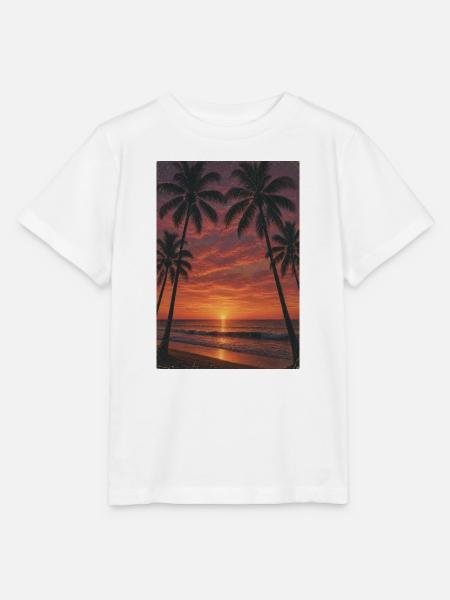 Sonnenuntergang am Palmenstrand - Stanley/Stella Kinder T-Shirt MINI CREATOR - Weiß