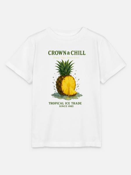 Kronen & Chill: Ananas Tropen-Print - Stanley/Stella Kinder T-Shirt MINI CREATOR - Weiß