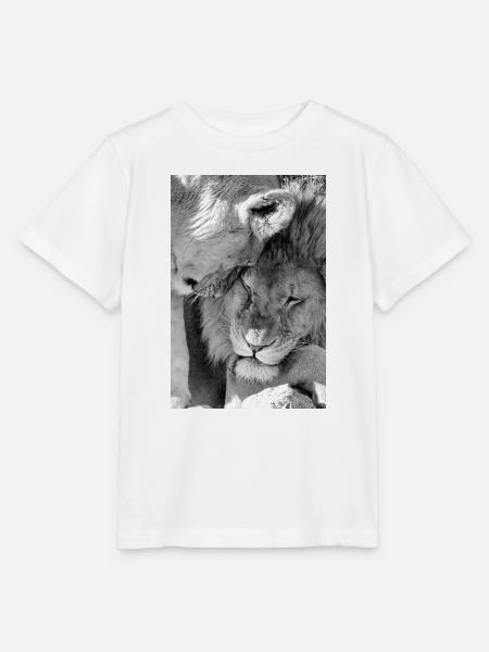 Schwarzweiß Löwenliebe - Stanley/Stella Kinder T-Shirt MINI CREATOR - Weiß