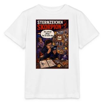 Sternzeichen Skorpion - Wenn „Okay“ nicht okay ist - Stanley/Stella Kinder T-Shirt MINI CREATOR  - Weiß - Vorne - Maike (125cm)