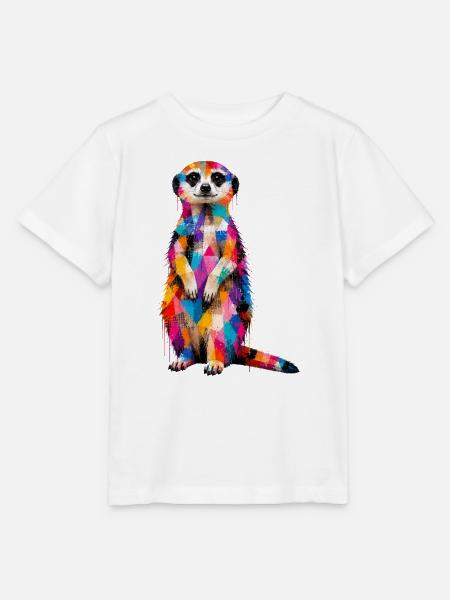 Buntes Erdmännchen mit Farbklecksen  - Stanley/Stella Kinder T-Shirt MINI CREATOR  - Weiß