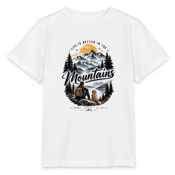 Life Is Better in the Mountains – Outdoor Adventur - Stanley/Stella MINI CREATOR Kids’ T-Shirt - white - Front - Maike (125cm)