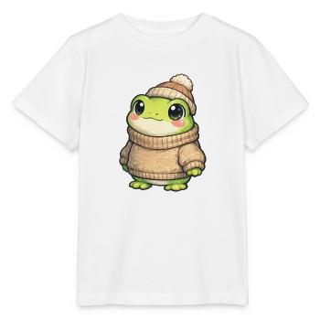 Cuddly frog in winter sweater - Stanley/Stella MINI CREATOR Kids’ T-Shirt - white - Front - Maike (125cm)