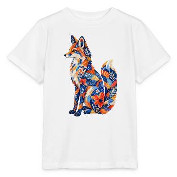 Patchwork Fox Floral Pattern - Stanley/Stella MINI CREATOR Kids’ T-Shirt - white - Front - Maike (125cm)