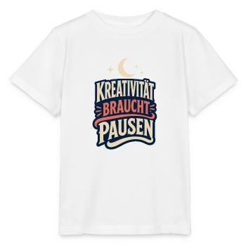 Kreativität braucht Pausen – Kreativ Spruch - Stanley/Stella Kinder T-Shirt MINI CREATOR  - Weiß - Vorne - Maike (125cm)