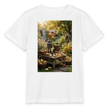 Vogel mit Apfelpresse im Garten - Stanley/Stella Kinder T-Shirt MINI CREATOR  - Weiß - Vorne - Maike (125cm)