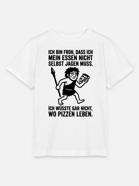 Pizza Jagen Essen Lustig Steinzeit Dummer Spruch - Stanley/Stella Kinder T-Shirt MINI CREATOR  - Weiß