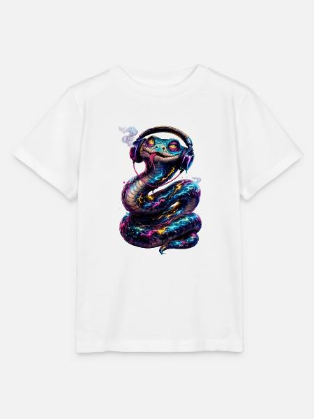 DropWild Ziggy the techno snake - Stanley/Stella Kinder T-Shirt MINI CREATOR - Weiß