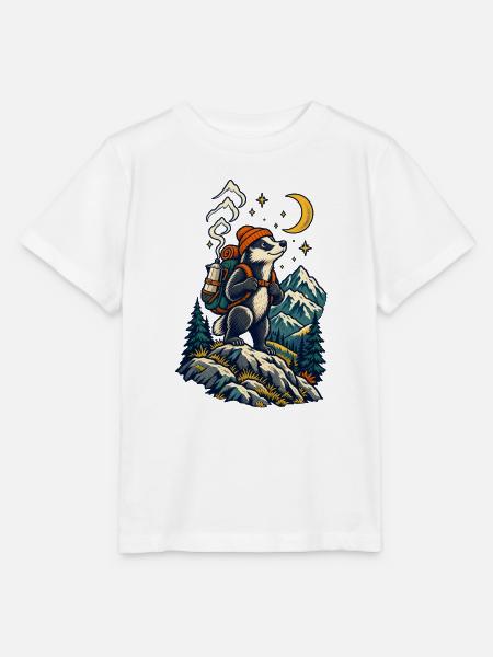 Monddachs auf Bergwanderung - Stanley/Stella Kinder T-Shirt MINI CREATOR  - Weiß