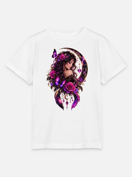 Mondgöttin mit Rosen und Schmetterlingen - Stanley/Stella Kinder T-Shirt MINI CREATOR  - Weiß