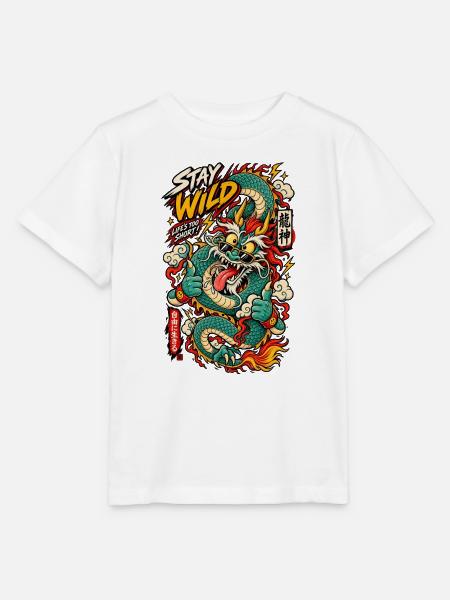 Wilder Drachen-Tattoo Stay Wild - Stanley/Stella Kinder T-Shirt MINI CREATOR  - Weiß