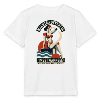 Nachtbadeverein Wannsee – Nachts sind wir schöner - Stanley/Stella Kinder T-Shirt MINI CREATOR  - Weiß - Vorne - Maike (125cm)