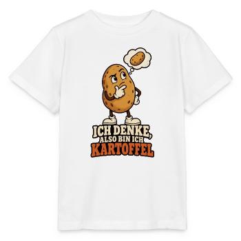 Ich denke, also bin ich Kartoffel - Stanley/Stella Kinder T-Shirt MINI CREATOR  - Weiß - Vorne - Maike (125cm)