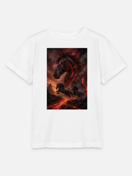 Lavapferde im Vulkanfeuer - Stanley/Stella Kinder T-Shirt MINI CREATOR - Weiß