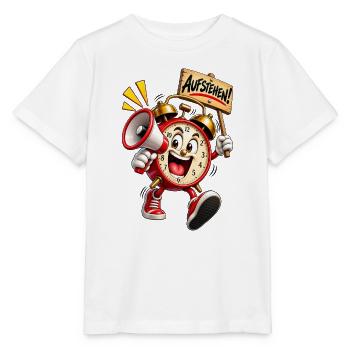 Aufstehen! Cartoon Alarmuhr - Stanley/Stella Kinder T-Shirt MINI CREATOR  - Weiß - Vorne - Maike (125cm)