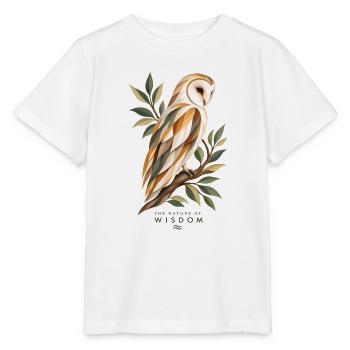 Die Eule der Weisheit in der Geometrie – Die Natur der Weisheit - Stanley/Stella Kinder T-Shirt MINI CREATOR  - Weiß - Vorne - Maike (125cm)