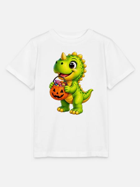 Halloween-Dino mit Zuckertüte - Stanley/Stella Kinder T-Shirt MINI CREATOR - Weiß