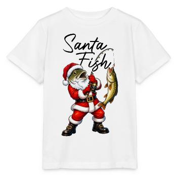 Santa Fish angeln Weihnachtsmann mit Fischkopf ang - Stanley/Stella Kinder T-Shirt MINI CREATOR  - Weiß - Vorne - Maike (125cm)