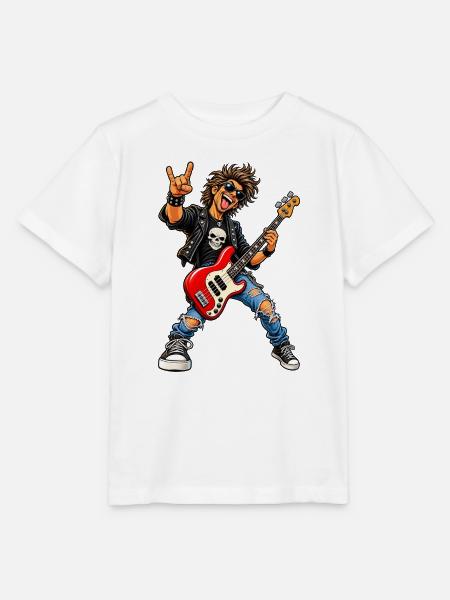 Rocker mit Skull-Tee und roter Bass - Stanley/Stella Kinder T-Shirt MINI CREATOR - Weiß