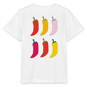 Farbenfrohe Chili Popart - Stanley/Stella Kinder T-Shirt MINI CREATOR  - Weiß - Vorne - Maike (125cm)