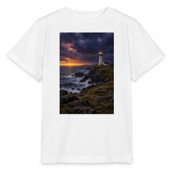 Dusk Lighthouse an der Rocky Coast - Stanley/Stella Kinder T-Shirt MINI CREATOR  - Weiß - Vorne - Maike (125cm)