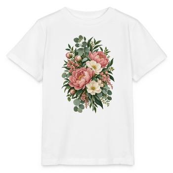 Rosé Weiße Blütenbouquet - Stanley/Stella Kinder T-Shirt MINI CREATOR  - Weiß - Vorne - Maike (125cm)