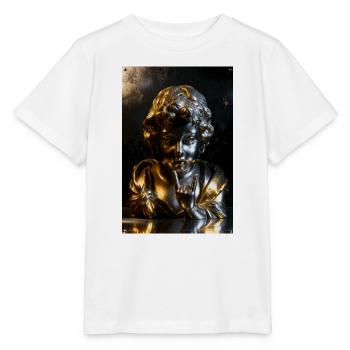 Goldene Cherub-Büste mit Felsgeste - Stanley/Stella Kinder T-Shirt MINI CREATOR  - Weiß - Vorne - Maike (125cm)