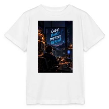 Code Build Improve Repeat Night Dev Studio - Stanley/Stella Kinder T-Shirt MINI CREATOR  - Weiß - Vorne - Maike (125cm)