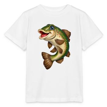 Fröhlicher Regenbogenlachs Cartoon - Stanley/Stella Kinder T-Shirt MINI CREATOR  - Weiß - Vorne - Maike (125cm)