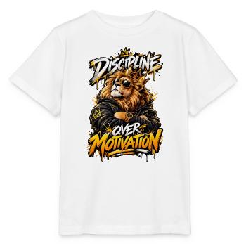 Gekrönter Löwe: Disziplin auf Motivation - Stanley/Stella Kinder T-Shirt MINI CREATOR  - Weiß - Vorne - Maike (125cm)