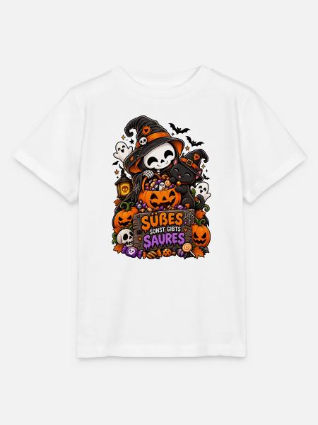 Süßes oder Saures Halloween Katze - Stanley/Stella Kinder T-Shirt MINI CREATOR - Weiß