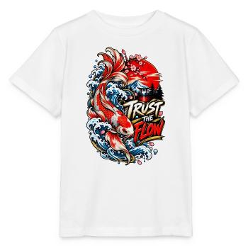 Koi-Fluss Vertraue der Welle - Stanley/Stella Kinder T-Shirt MINI CREATOR  - Weiß - Vorne - Maike (125cm)
