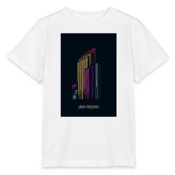 Urban Frequency – Moderne Skyline mit Schriftzug - Stanley/Stella Kinder T-Shirt MINI CREATOR  - Weiß - Vorne - Maike (125cm)