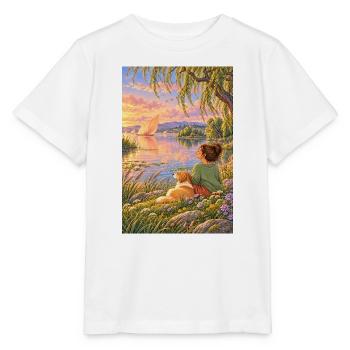 Frau und Hund am Traumsee - Stanley/Stella Kinder T-Shirt MINI CREATOR  - Weiß - Vorne - Maike (125cm)