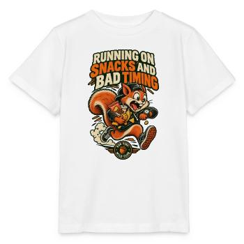 RobVibe Wild Club – Snacks und schlechtes Timing Eichhörnchen - Stanley/Stella Kinder T-Shirt MINI CREATOR  - Weiß - Vorne - Maike (125cm)