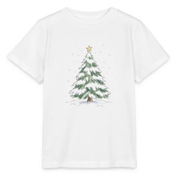 Schneebedeckter Weihnachtsbaum mit goldenem Stern - Stanley/Stella Kinder T-Shirt MINI CREATOR  - Weiß - Vorne - Maike (125cm)