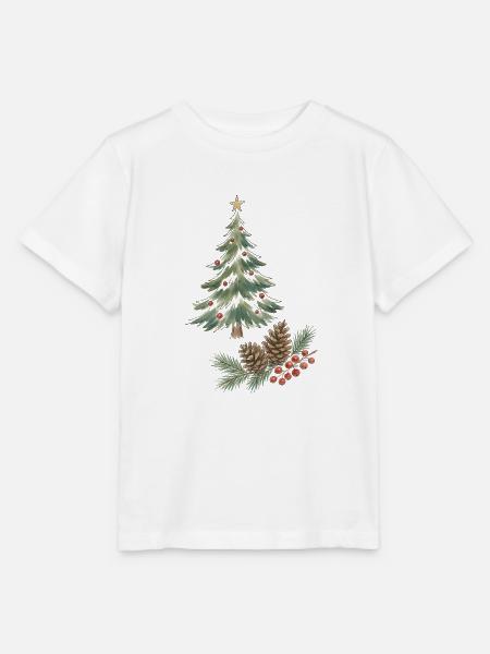 Weihnachtsbaum mit Tannenzapfen und Beeren - Stanley/Stella Kinder T-Shirt MINI CREATOR - Weiß
