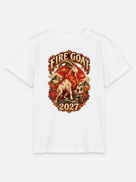 Feuerbock 2027 Retro Chinesisches Tierkreis - Stanley/Stella Kinder T-Shirt MINI CREATOR - Weiß