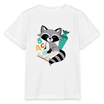 Waschbär mit Schultüte Einschulung Schulkind - Stanley/Stella Kinder T-Shirt MINI CREATOR  - Weiß - Vorne - Maike (125cm)