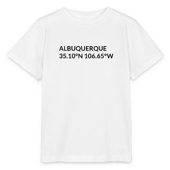 Coordonnées d’Albuquerque, Nouveau-Mexique, États-Unis - T-shirt bio MINI CREATOR Stanley/Stella Enfant - blanc - Devant - Maike (125cm)