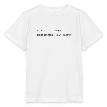 Omaha Nebraska USA Koordinaten - Stanley/Stella Kinder T-Shirt MINI CREATOR  - Weiß - Vorne - Maike (125cm)
