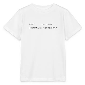 Coordonnées Albuquerque, Nouveau-Mexique, États-Unis - T-shirt bio MINI CREATOR Stanley/Stella Enfant - blanc - Devant - Maike (125cm)