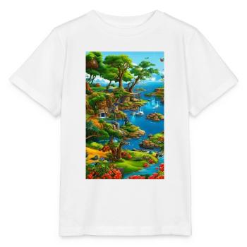 Paysage abstrait de l’eau et des falaises - T-shirt bio MINI CREATOR Stanley/Stella Enfant - blanc - Devant - Maike (125cm)