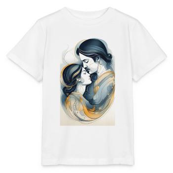 Couple en lignes de noir et d’or - T-shirt bio MINI CREATOR Stanley/Stella Enfant - blanc - Devant - Maike (125cm)